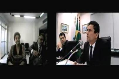  

FRAME. 27/10/2017. Por meio de videoconferência, ex-presidente Dilma Rousseff participou da audiência como testemunha de defesa do ex-presidente do Banco do Brasil e da Petrobras, Aldemir Bendine, que responde a processo por corrupção passiva, lavagem de dinheiro, organização criminosa e embaraço às investigações da Operação Lava-Jato. Foto: Reprodução/JFPR