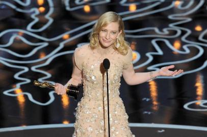 HOLLYWOOD, CA - MARCH 02: Actress Cate Blanchett accepts the Best Performance by an Actress in a Leading Role award for Blue Jasmine onstage during the Oscars at the Dolby Theatre on March 2, 2014 in Hollywood, California.   Kevin Winter/Getty Images/AFP