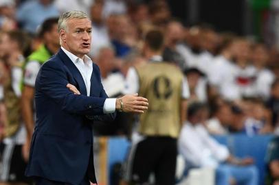 Frances coach Didier Deschamps reacts during the Euro 2016 semi-final football match between Germany and France at the Stade Velodrome in Marseille on July 7, 2016. FRANCK FIFE / AFP