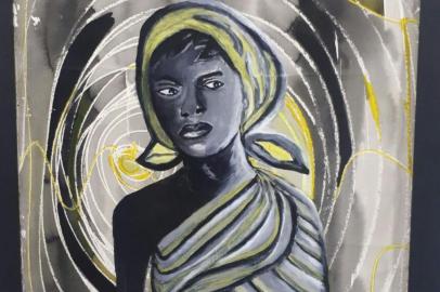 Exposição Magnitude _ Circulação, com obras de diversos artistas, presta homenagem a mulheres negras.NA FOTO, obra Dandara dos Palmares, aquarela e acrílico sobre papel de Tânia Mara Bettiol Venzon.