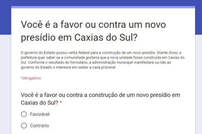 Prefeitura promove consulta pública para saber se a comunidade gostaria que um novo presídio fosse construído em Caxias do Sul.