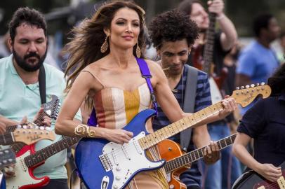 Patricia Poeta na gravação da campanha de final de ano da Globo, Hoje é Um Novo Dia 