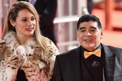 Argentine football legend Diego Maradona and his girlfriend Rocio Oliva arrive to attend the Final Draw for the 2018 FIFA World Cup football tournament at the State Kremlin Palace in Moscow on December 01, 2017. / AFP PHOTO / Kirill KUDRYAVTSEV