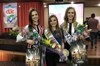  Novo trio de soberanas da Copa União: Rainha Eduarda Reinheimer e princesas Isadora Formolo (E) e Isabel Cechin (D).