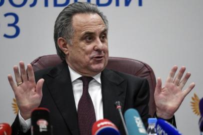 Russias deputy prime minister and the Russian Football Union (RFU) president Vitaly Mutko meets with the media after a session of the RFU executive committee in Moscow on December 25, 2017.Russian Deputy Prime Minister Vitaly Mutko, who has been hit with a lifetime ban from the Olympic Games over doping, on December 25, 2017 said he is suspending his role as president of the Russian Football Union while he contests the ban in the Court of Arbitration for Sport. / AFP PHOTO / Alexander NEMENOV