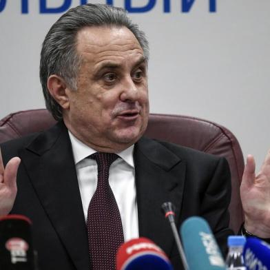 Russias deputy prime minister and the Russian Football Union (RFU) president Vitaly Mutko meets with the media after a session of the RFU executive committee in Moscow on December 25, 2017.Russian Deputy Prime Minister Vitaly Mutko, who has been hit with a lifetime ban from the Olympic Games over doping, on December 25, 2017 said he is suspending his role as president of the Russian Football Union while he contests the ban in the Court of Arbitration for Sport. / AFP PHOTO / Alexander NEMENOV