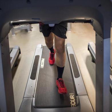 PARKINSONS-REYNOLDS-LSPRA runner on a treadmill in New York, 2014. (Joshua Bright/The New York Times)Editoria: ALocal: NEW YORKIndexador: JOSHUA BRIGHTFonte: NYTNSFotógrafo: STR