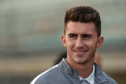 (FILES) This file photo taken on July 23, 2016 in Tarnos, southwestern France shows Athletic Bilbaos French defender Aymeric Laporte looking on prior to the friendly football match between Bordeaux and Athletic Bilbao. French Laporte will play in the 2018 World Cup football qualifying matches against Bulgaria and Netherlands. NICOLAS TUCAT / AFP