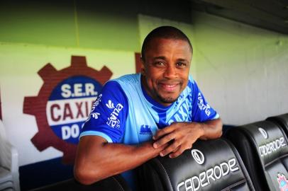  CAXIAS DO SUL, RS, BRASIL, 29/01/2018. Coletiva da SER Caxias. O Grená irá estrear na Copa do Brasil 2018 nesta terça-feira (30/01) em partida única contra o Atlético Paranaense no estádio Centenário. Na foto, atacante João Paulo. (Porthus Junior/Agência RBS)