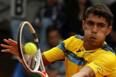 O cearense Thiago Monteiro em partida do Brasil na Copa Davis contra o Equador, em Ambato.