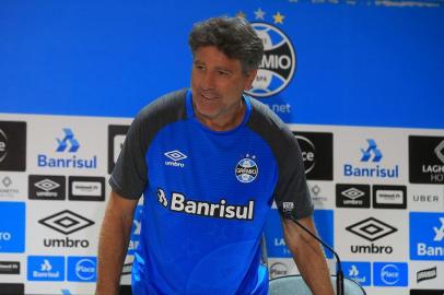  PORTO ALEGRE, RS, BRASIL, 02-02-2018. Grêmio treina no CT Luiz Carvalho com o técnico Renato Gaúcho. Na foto: Renato Gaúcho em coletiva de imprensa  (ANDRÉ AVILA/AGÊNCIA RBS)