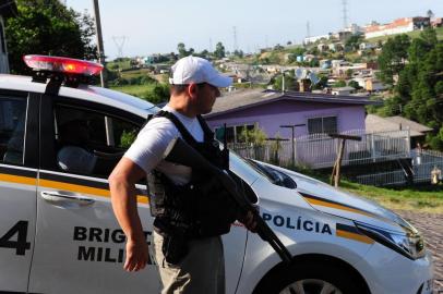  Farroupilha, RS, Brasil  (02/02/2018). Segurança Farroupilha 2018. Reportagem policial verifica a realidade da segurança pública em Farroupilha.  NA FOTO, O SOLDADO  SPINOZA.  (Roni Rigon/Pioneiro).