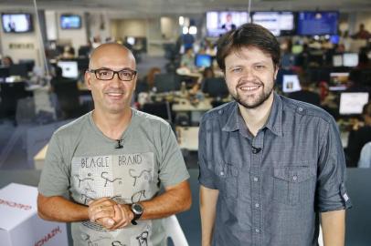  PORTO ALEGRE, RS, BRASIL, 16-02-2018: Jornalistas Leonardo Oliveira e André Baibich, no programa Central do Torcedor de GaúchaZH (FOTO FÉLIX ZUCCO/AGÊNCIA RBS, Editoria de Esportes).