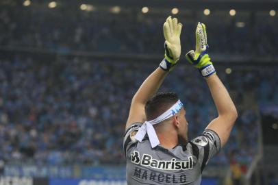  PORTO ALEGRE, RS, BRASIL, 22.02.2018. Grêmio enfrenta o Independiente na Arena no jogo de volta da Recopa Sul-Americana em Porto Alegre.Foto: Mateus Bruxel/Agência RBS