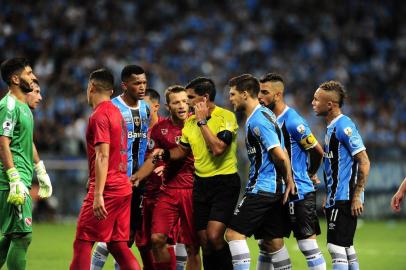  PORTO ALEGRE, RS, 21.02.2018. Grêmio enfrenta o Independiente na Arena no jogo de volta da Recopa Sul-Americana em Porto Alegre.(FOTOGRAFO: ANDRÉ ÁVILA / AGENCIA RBS)