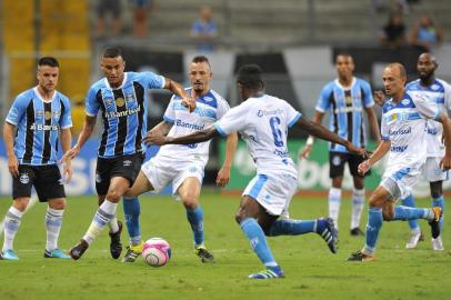 Grêmio x Novo Hamburgo, na Arena do Grêmio, em Porto Alegre, pela 9ª rodada do Gauchão. Na foto, Thonny Anderson, autor do primeiro gol do Grêmio