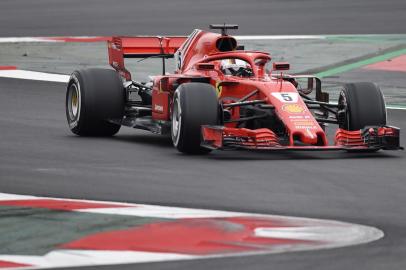 Ferraris German driver Sebastian Vettel drives at the Circuit de Catalunya on February 27, 2018 in Montmelo on the outskirts of Barcelona during the second day of the first week of tests for the Formula One Grand Prix season.  / AFP PHOTO / JOSE JORDAN