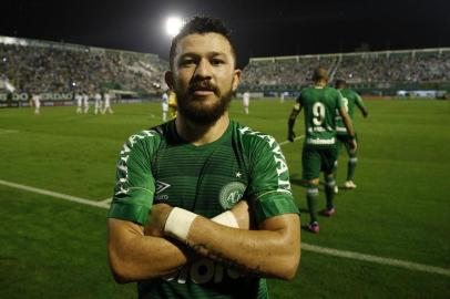  ChapecÃ³, Santa Catarina, Brasil, Arena CondÃ¡ 20-05-2017.Futebol, Chapecoense e Palmeiras se enfrentam pela segunda rodada do Brasileirão 2017.W. Paulista comemora o gol da Chape com Rossi.Foto Márcio Cunha.Indexador: MARCIO CUNHAFotógrafo: MARCIO CUNHA