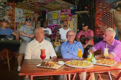 marcelo medeiros, romildo bolzan e maurício saraiva no botequim do maurício