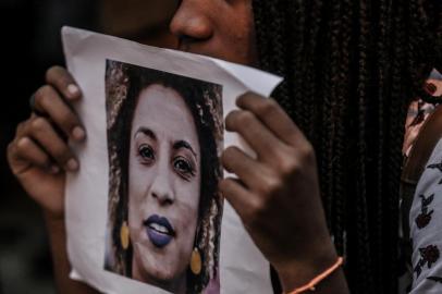  FLORIANÓPOLIS, SC, BRASIL - 15/03/2018Manifestantes pedem justiça após caso Marielle Franco