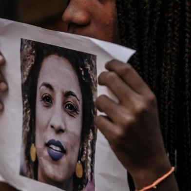  FLORIANÓPOLIS, SC, BRASIL - 15/03/2018Manifestantes pedem justiça após caso Marielle Franco