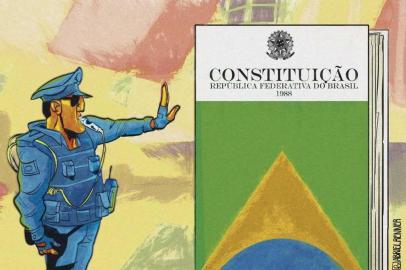 manifestações , Lei Antivandalismo , prefeito , Nelson Marchezan , coluna , Paulo Germano , ilustração , desenho , Gabriel Renner , Constituição , policial , polícia , militar , Brigada Militar , protestos , protesto , manifestação