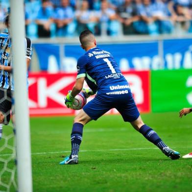  PORTO ALEGRE, RS, BRASIL, 18.03.2018. Inter e Grêmio disputam Gre-Nal 414 no estádio Arena e válido pela semifinal do Campeonato Gaúcho 2018. Na foto: Marcelo Grohe (ANDERSON FETTER/AGÊNCIA RBS)