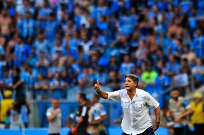  PORTO ALEGRE, RS, BRASIL, 18.03.2018. Inter e Grêmio disputam Gre-Nal 414 no estádio Arena e válido pela semifinal do Campeonato Gaúcho 2018. Na foto: Renato Portaluppi (ANDERSON FETTER/AGÊNCIA RBS)