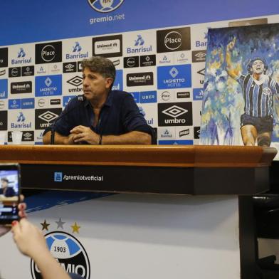  PORTO ALEGRE, RS, BRASIL 23/03/2018 - Coletiva do Grêmio que ocorreu na tarde desta sexta feira. Na foto- Renato Gaúcho      (FOTOGRAFO:ISADORA NEUMANN / AGENCIA RBS)