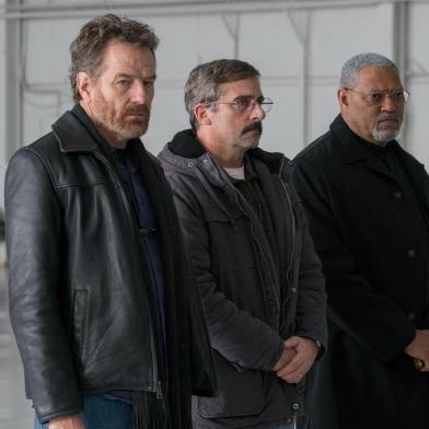 From L to R: Bryan Cranston as Sal, Steve Carrell as Doc, and Laurence Fishburne as Mueller in LAST FLAG FLYING. Photo by Wilson Webb. 