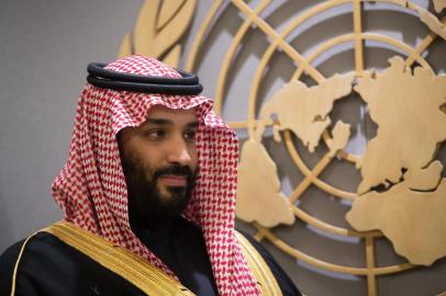  Prince Mohammed bin Salman Al Saud, Crown Prince, Kingdom of Saudi Arabia,  attends a meeting with the United Nations Secretary-General Antonio Guterres (out of frame) at the United Nations on March 27, 2018 in New York.  / AFP PHOTO / Bryan R. SmithEditoria: POLLocal: United NationsIndexador: BRYAN R. SMITHSecao: diplomacyFonte: AFPFotógrafo: STR