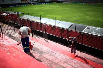  PELOTAS, RS, BRASIL, 06/04/2018--Estádio Bento Freitas do Brasil de Pelotas, antes da final do Gauchão.(FOTOGRAFO: JEFFERSON BOTEGA / AGENCIA RBS)Indexador: Jefferson Botega