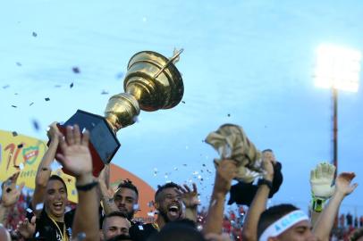  PELOTAS, RS, BRASIL, 08-04-2018. Grêmio é campeão do Gauchão 2018 . A partida contra o Brasil de Pelotas terminou em 3 a 0 no Bento Freitas (JEFFERSON BOTEGA/AGÊNCIA RBS)Indexador: Jefferson Botega