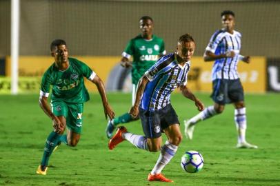 Gremio x GoiasRS - FUTEBOL/COPA DO BRASIL 2018/GREMIO X GOIAS - ESPORTES - Lance da partida entre Gremio e Goias disputada na noite desta quarta-feira, no Estadio Serra Dourada, em Goiania, valida pelas oitavas de final da Copa do Brasil 2018. FOTO: LUCAS UEBEL/GREMIO FBPAEditoria: SPOIndexador: Lucas UebelSecao: futebolFonte: Gremio.netFotógrafo: Gremio x Goias