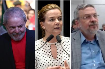  Montagem sobre fotos Lula, Gleisi e Palocci 