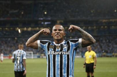  PORTO ALEGRE, RS, BRASIL, 01.05.2018. Grêmio enfrenta o Cerro Porteño, na Arena, em partida válida pela fase de grupos da Copa Libertadores 2018. Na foto, comemoração do terceiro gol do jogo, marcado por Jael.Foto: André Ávila/Agência RBS