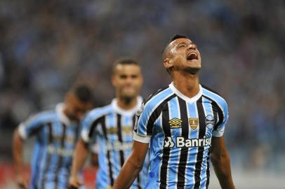  PORTO ALEGRE, RS, BRASIL, 01.05.2018. Grêmio enfrenta o Cerro Porteño, na Arena, em partida válida pela fase de grupos da Copa Libertadores 2018. Na foto, atacante Cícero comemora gol marcado.Foto: Mateus Bruxel/Agência RBS