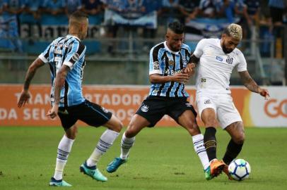  PORTO ALEGRE, RS, BRASIL, 06-05-2018. Em casa, Grêmio recebe o Santos na Arena.Partida é válida pela quarta rodada do Brasileirão. (JEFFERSON BOTEGA/AGÊNCIA RBS)Indexador: Jefferson Botega