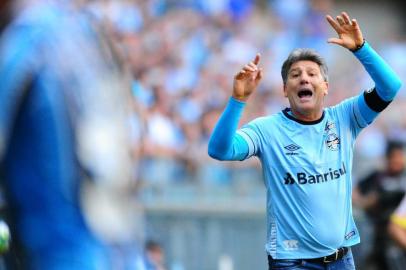 PORTO ALEGRE, RS, BRASIL, 12/05/2018 - Grêmio recebe o Inter na Arena, pela 05ª roda do Brasileirão 2018. Na foto - Renato Gaúcho. (FOTOGRAFO: CARLOS MACEDO / AGENCIA RBS)