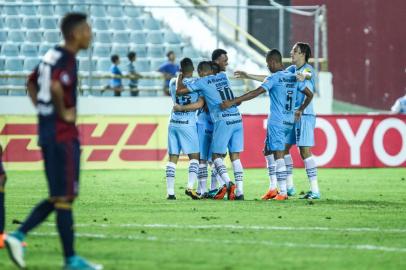 Gremio x MonagasRS - FUTEBOL/CONMEBOL LIBERTADORES 2018 /GREMIO X MONAGAS - ESPORTES - Lance da partida entre Gremio e Monagas disputada na noite desta terca-feira, no Estadio Monumental de Maturin, na Venezuela, valida pela Conmebol Libertadores 2018. FOTO: LUCAS UEBEL/GREMIO FBPAEditoria: SPOIndexador: Lucas UebelSecao: futebolFonte: Gremio.netFotógrafo: Gremio x Monagas