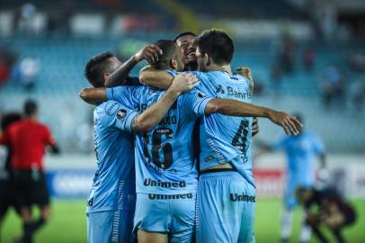 Gremio x MonagasRS - FUTEBOL/CONMEBOL LIBERTADORES 2018 /GREMIO X MONAGAS - ESPORTES - Lance da partida entre Gremio e Monagas disputada na noite desta terca-feira, no Estadio Monumental de Maturin, na Venezuela, valida pela Conmebol Libertadores 2018. FOTO: LUCAS UEBEL/GREMIO FBPAEditoria: SPOIndexador: Lucas UebelSecao: futebolFonte: Gremio.netFotógrafo: Gremio x Monagas