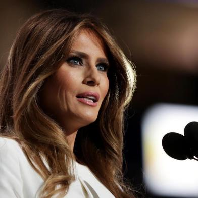 CLEVELAND, OH - JULY 18: Melania Trump, wife of Presumptive Republican presidential nominee Donald Trump, delivers a speech on the first day of the Republican National Convention on July 18, 2016 at the Quicken Loans Arena in Cleveland, Ohio. An estimated 50,000 people are expected in Cleveland, including hundreds of protesters and members of the media. The four-day Republican National Convention kicks off on July 18.   Chip Somodevilla/Getty Images/AFP