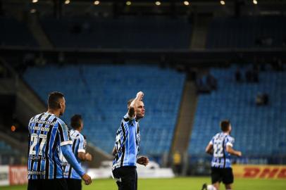  PORTO ALEGRE, RS, BRASIL, 23/05/2018 - Grêmio recebe o Defensor na Arena, pela fase de grupos da Libertadores. (FOTOGRAFO: ANDERSON FETTER / AGENCIA RBS)Indexador: Jefferson Botega