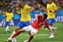  Brazil's defender Miranda (L) and Switzerland's midfielder Blerim Dzemaili compete for the ball during the Russia 2018 World Cup Group E football match between Brazil and Switzerland at the Rostov Arena in Rostov-On-Don on June 17, 2018. / AFP PHOTO / JOE KLAMAR / RESTRICTED TO EDITORIAL USE - NO MOBILE PUSH ALERTS/DOWNLOADSEditoria: SPOLocal: Rostov-on-DonIndexador: JOE KLAMARSecao: soccerFonte: AFPFotógrafo: STF