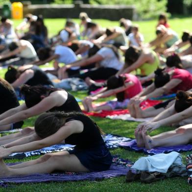  CAXIAS DO SUL, RS, BRASIL, 24/02/2016 - Yoga no Jardim Botânico. (JONAS RAMOS/AGÊNCIA RBS)Indexador: JONAS RAMOS                     