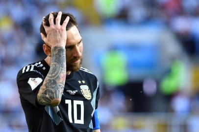  Argentinas forward Lionel Messi reacts during the Russia 2018 World Cup Group D football match between Argentina and Iceland at the Spartak Stadium in Moscow on June 16, 2018. / AFP PHOTO / Mladen ANTONOV / RESTRICTED TO EDITORIAL USE - NO MOBILE PUSH ALERTS/DOWNLOADSEditoria: SPOLocal: MoscowIndexador: MLADEN ANTONOVSecao: soccerFonte: AFPFotógrafo: STF