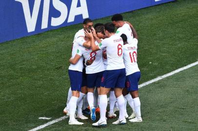  Englands players celebrate a goal during the Russia 2018 World Cup Group G football match between England and Panama at the Nizhny Novgorod Stadium in Nizhny Novgorod on June 24, 2018. / AFP PHOTO / Johannes EISELE / RESTRICTED TO EDITORIAL USE - NO MOBILE PUSH ALERTS/DOWNLOADSEditoria: SPOLocal: Nizhniy NovgorodIndexador: JOHANNES EISELESecao: soccerFonte: AFPFotógrafo: STF