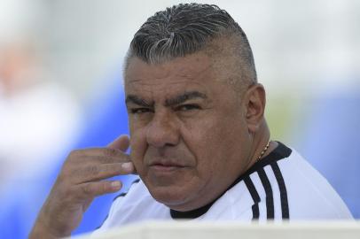 Argentine Football Association (AFA) president Claudio Tapia  watches a training session at the teams base camp in Bronnitsy, near Moscow, Russia on June 24, 2018 ahead of the Russia 2018 World Cup Group D football match against Nigeria to be held in Saint Petersbourg on June 26. / AFP PHOTO / JUAN MABROMATA