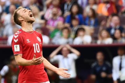  Denmarks midfielder Christian Eriksen shouts during the Russia 2018 World Cup Group C football match between Denmark and France at the Luzhniki Stadium in Moscow on June 26, 2018. / AFP PHOTO / Jewel SAMAD / RESTRICTED TO EDITORIAL USE - NO MOBILE PUSH ALERTS/DOWNLOADSEditoria: SPOLocal: MoscowIndexador: JEWEL SAMADSecao: soccerFonte: AFPFotógrafo: STF