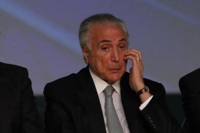  FLORIANÓPOLIS, SC, BRASIL 16/05/2018. POLÍTICA. O presidente da República Michel Temer (MDB) deve ficar cerca de duas horas e meia em Santa Catarina na noite desta quarta-feira.  Canasvieiras, norte da Ilha, onde participa da solenidade de abertura do 90º Encontro Nacional da Indústria da Construção (Enic), no Centro de Eventos Luiz Henrique da Silveira.Indexador: Diorgenes Pandini